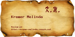 Kremer Melinda névjegykártya